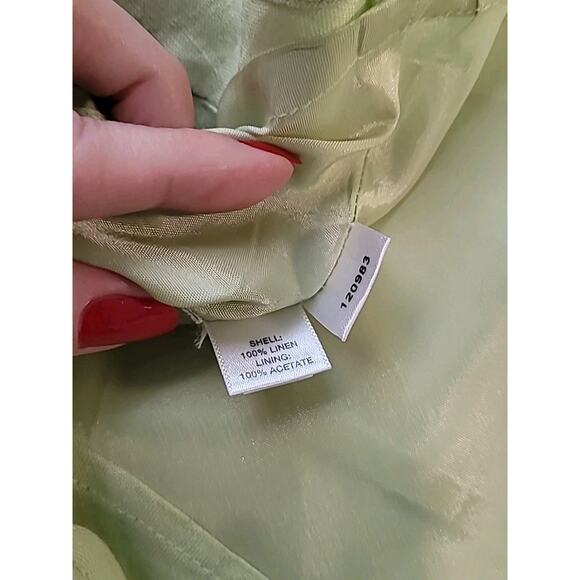 Ann Taylor Loft Linen Summer Dress Lime Green Size 0 Spaghetti Strap EUC - Picture 6 of 7